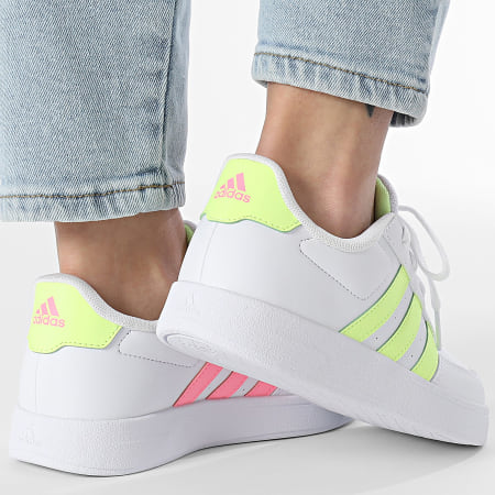 Adidas Sportkleding - Breaknet 2.0 K Damessneakers JI0960 Schoeisel Wit Fluo Geel Fluo Roze