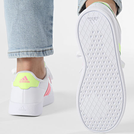 Adidas Sportkleding - Breaknet 2.0 K Damessneakers JI0960 Schoeisel Wit Fluo Geel Fluo Roze