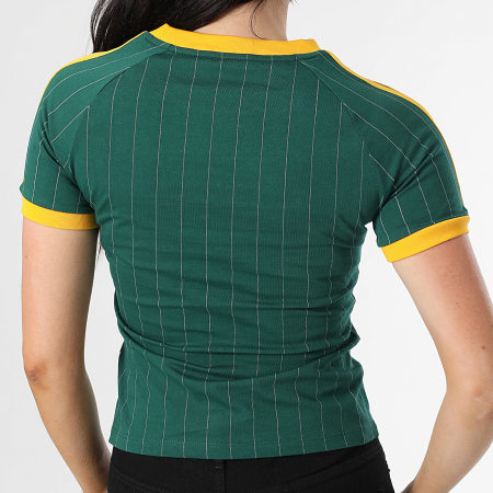 Adidas Originals - Tee Shirt A Bandes A Rayures Femme Graphic Cali JC7703 Vert Foncé Jaune