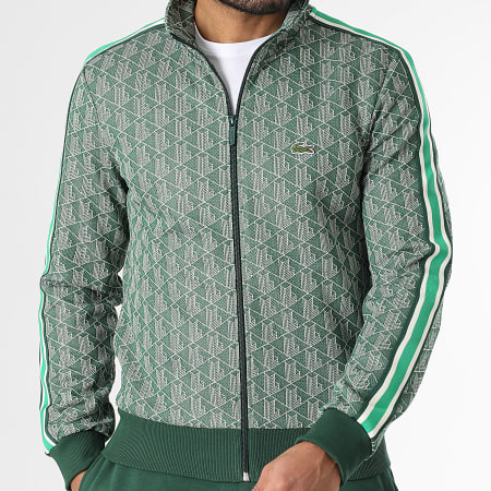 Lacoste - Veste Zippée Logo Brodé Crocodile Regular Fit Vert Beige