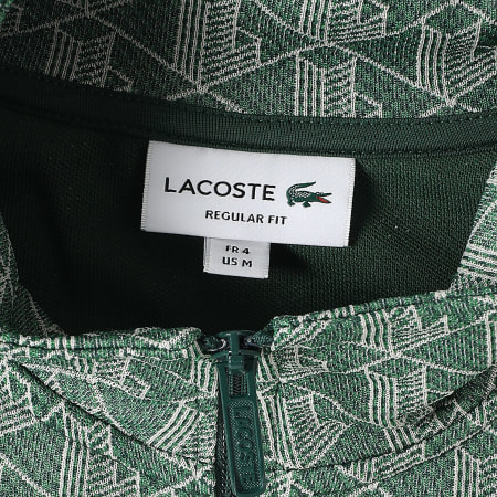 Lacoste - Veste Zippée Logo Brodé Crocodile Regular Fit Vert Beige