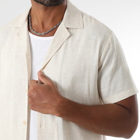 LBO - Ensemble Chemise Manches Courtes Et Short Lin 1854 Beige