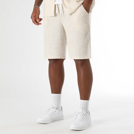 LBO - Ensemble Chemise Manches Courtes Et Short Lin 1854 Beige