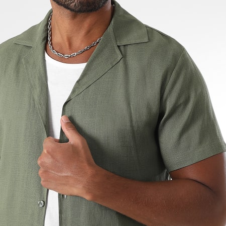 LBO - Ensemble Chemise Manches Courtes Et Short Lin 1857 Vert Kaki