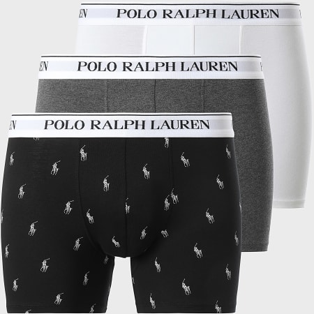 Polo Ralph Lauren - Lot De 3 Boxers Blanc Noir Gris Anthracite Chiné