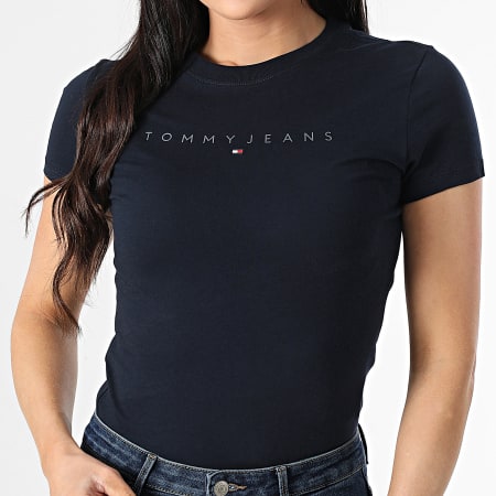 Tommy Jeans - Tee Shirt Femme Tonal Linear 0315 Bleu Marine