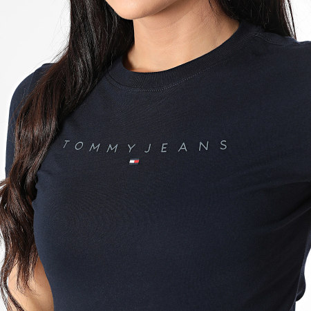 Tommy Jeans - Tee Shirt Femme Tonal Linear 0315 Bleu Marine