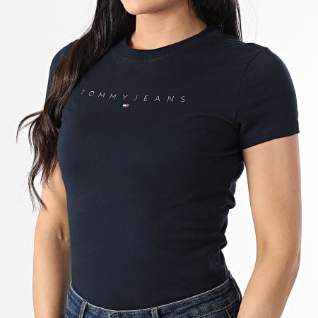 Tommy Jeans - Tee Shirt Femme Tonal Linear 0315 Bleu Marine