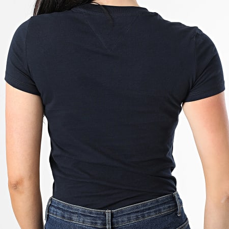 Tommy Jeans - Tee Shirt Femme Tonal Linear 0315 Bleu Marine