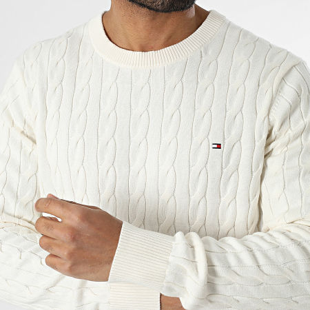 Tommy Hilfiger - Jersey clásico de algodón por cable 3132 Beige claro