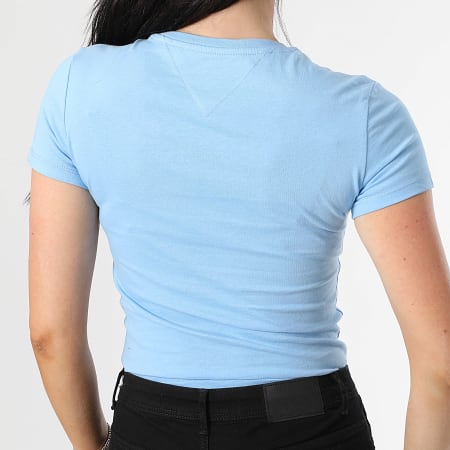 Tommy Jeans - Tee Shirt Slim Femme Essential Logo 9447 Bleu Clair