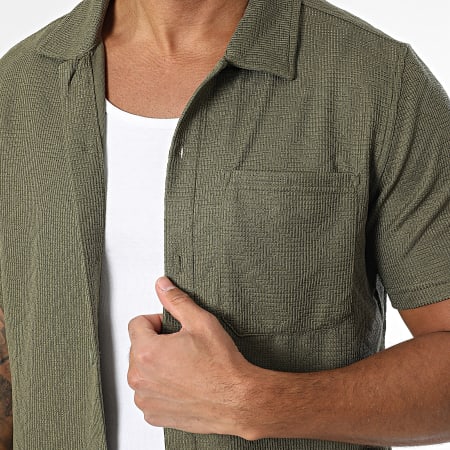 Zayne Paris  - Ensemble Chemise Manches Courtes Et Short Jogging Vert Kaki