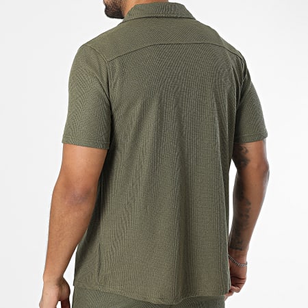 Zayne Paris  - Ensemble Chemise Manches Courtes Et Short Jogging Vert Kaki