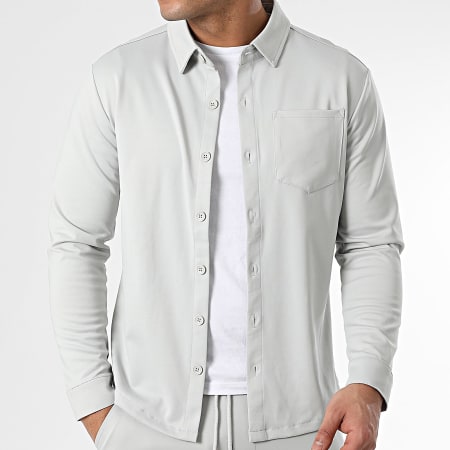 Zayne Paris  - Ensemble Chemise Manches Longues Et Pantalon Gris