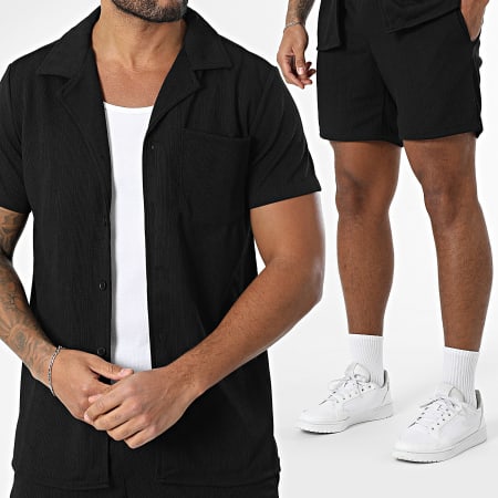 Zayne Paris  - Ensemble Chemise Manches Courtes Et Short Jogging Noir