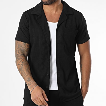 Zayne Paris  - Ensemble Chemise Manches Courtes Et Short Jogging Noir
