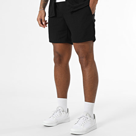 Zayne Paris  - Ensemble Chemise Manches Courtes Et Short Jogging Noir