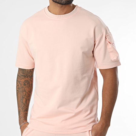 Zayne Paris  - Ensemble Sweat Crewneck Et Short Jogging Cargo Rose