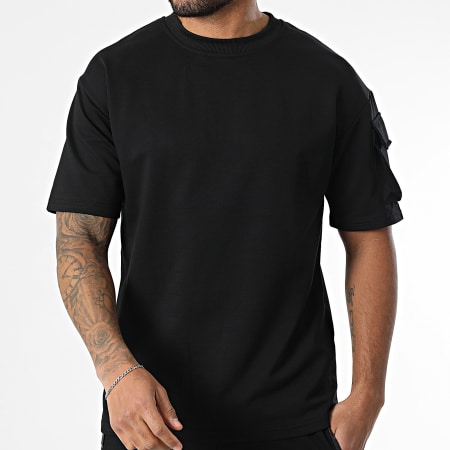 Zayne Paris  - Ensemble Sweat Crewneck Et Short Jogging Cargo Noir