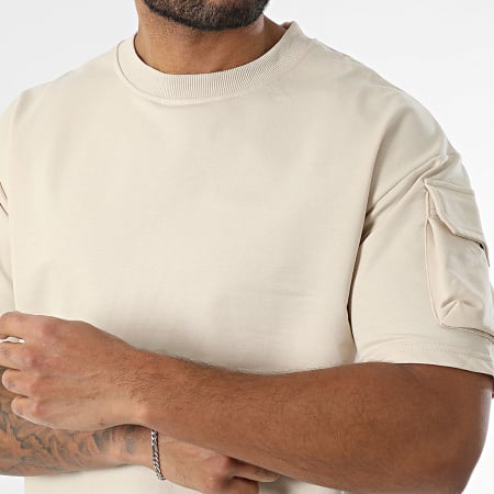 Zayne Paris  - Ensemble Sweat Crewneck Et Short Jogging Cargo Beige