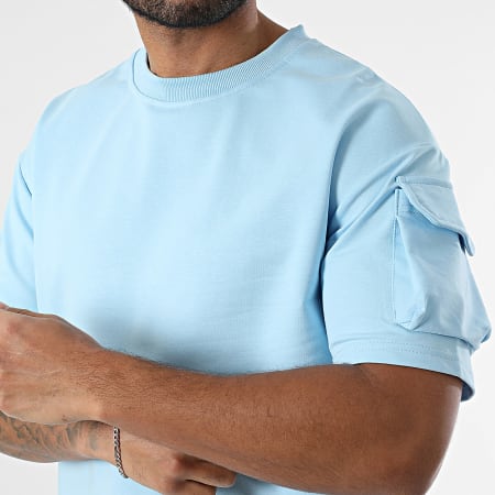 Zayne Paris  - Ensemble Sweat Crewneck Et Short Jogging Cargo Bleu Clair
