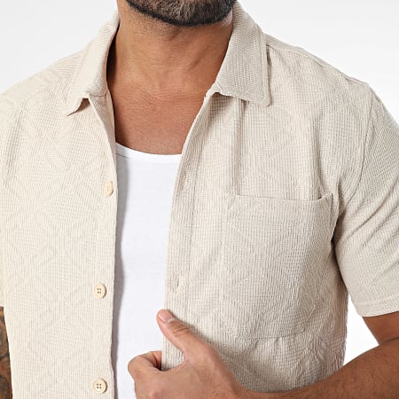 Zayne Paris  - Ensemble Chemise Manches Courtes Et Short Jogging Beige
