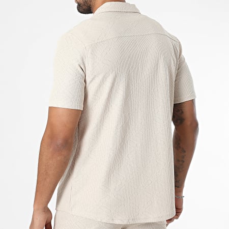 Zayne Paris  - Ensemble Chemise Manches Courtes Et Short Jogging Beige