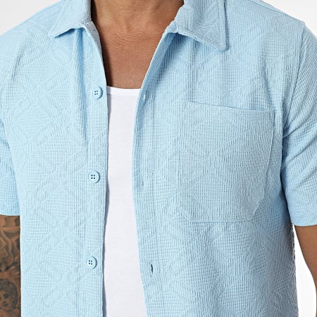 Zayne Paris  - Ensemble Chemise Manches Courtes Et Short Jogging Bleu Clair
