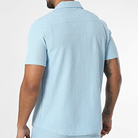 Zayne Paris  - Ensemble Chemise Manches Courtes Et Short Jogging Bleu Clair