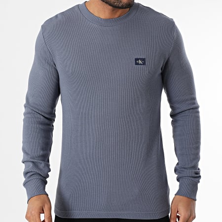 Calvin Klein - Sweat Crewneck Waffle 7117 Bleu Gris