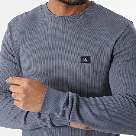 Calvin Klein - Sweat Crewneck Waffle 7117 Bleu Gris
