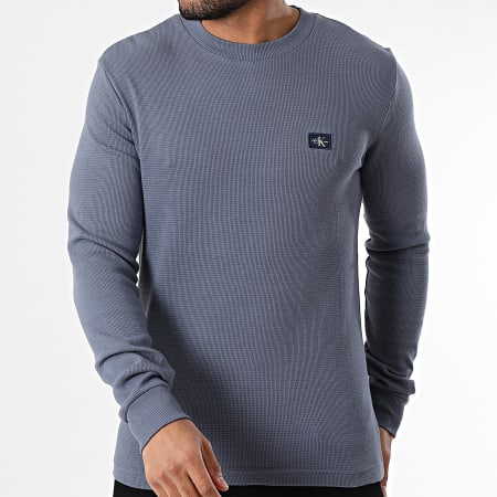 Calvin Klein - Sweat Crewneck Waffle 7117 Bleu Gris