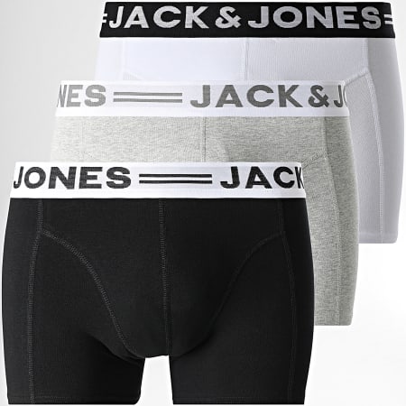 Jack And Jones - Lot De 3 Boxers Sense Blanc Gris Chiné Noir