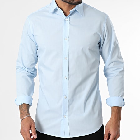 JJ Rebel - Chemise Manches Longues Gavin Solid Bleu Clair