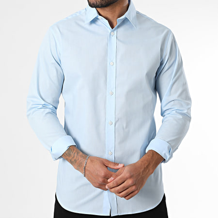 JJ Rebel - Chemise Manches Longues Gavin Solid Bleu Clair