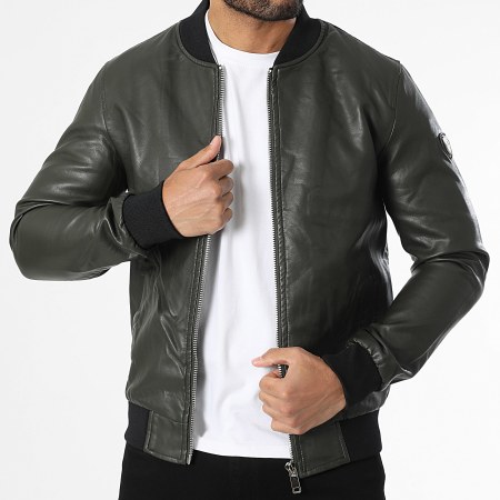 Kymaxx - Chaqueta Con Cremallera Verde Caqui