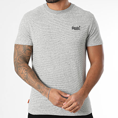 Superdry - Camiseta Stripes Essential Logo Bordado M1011245A Blanco Negro