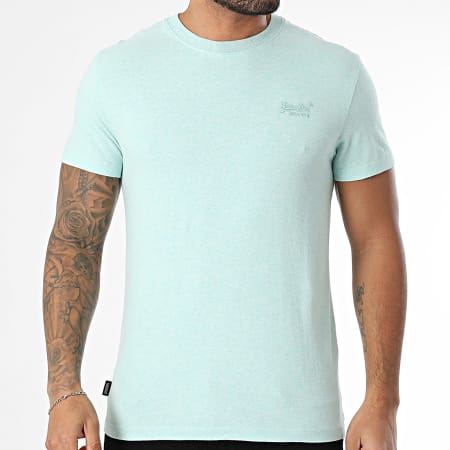 Superdry - Camiseta Essential Logo Bordado M1011245A Azul claro jaspeado