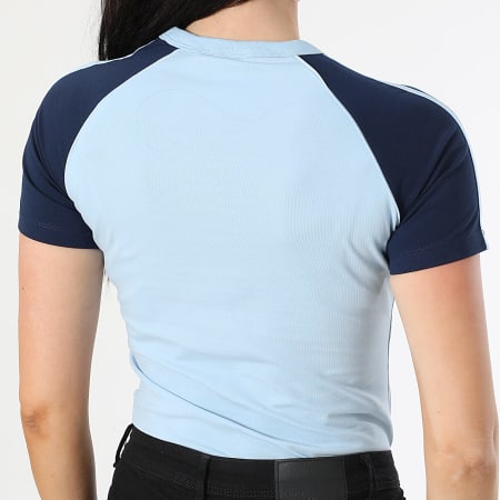 Adidas Originals - Tee Shirt Femme Raglan 3 Bandes Adicolor JD0836 Bleu Clair Bleu Marine