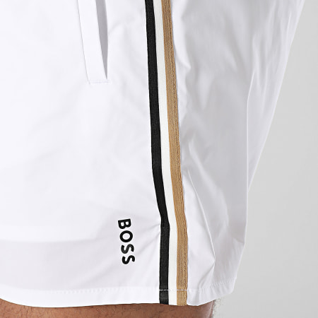 BOSS - Short De Bain A Bandes Iconic 50528291 Blanc