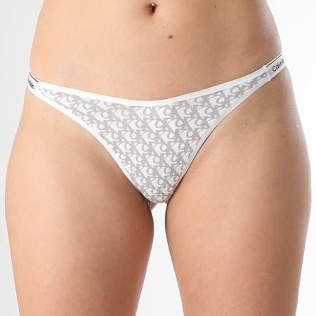 Calvin Klein - String Femme QD5157E Blanc Gris