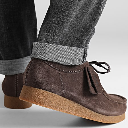 Clarks - Wallabee Evo Dark Brown Suede Shoes - Ryses