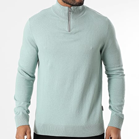 JJ Rebel - Pull Col Montant Zippé Callum Vert Clair