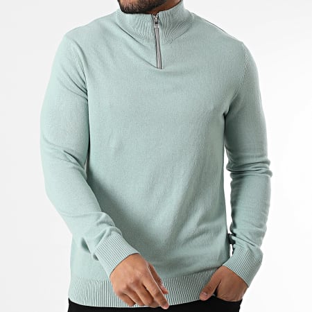 JJ Rebel - Pull Col Montant Zippé Callum Vert Clair