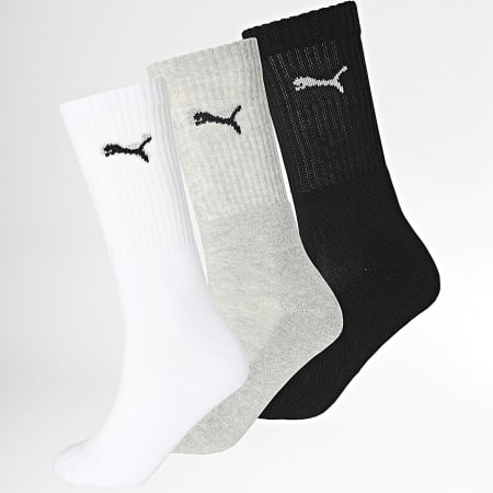 Puma - Lot De 3 Paires De Chaussettes 7312 Blanc Gris Chiné Noir