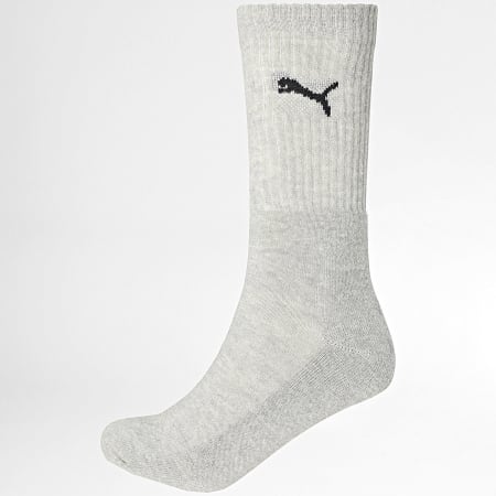 Puma - Lot De 3 Paires De Chaussettes 7312 Blanc Gris Chiné Noir