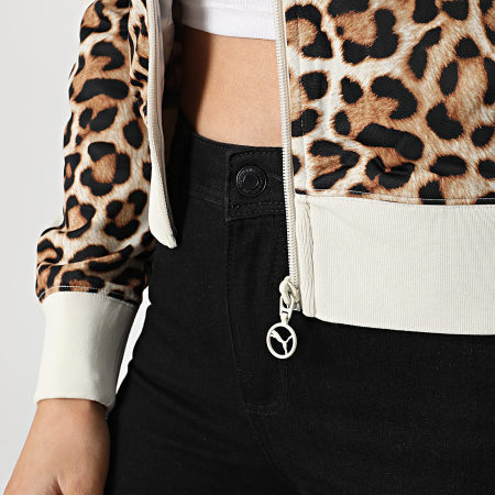 Puma - Chaqueta con cremallera T7 Leo Luxe para mujer 632342 Beige Leopardo
