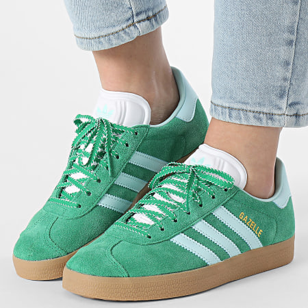 Adidas Originals - Baskets Femme Gazelle W JH7218 Green Semi Flash Aqua Gold Metallic