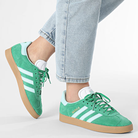 Adidas Originals - Baskets Femme Gazelle W JH7218 Green Semi Flash Aqua Gold Metallic