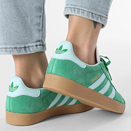 Adidas Originals - Baskets Femme Gazelle W JH7218 Green Semi Flash Aqua Gold Metallic